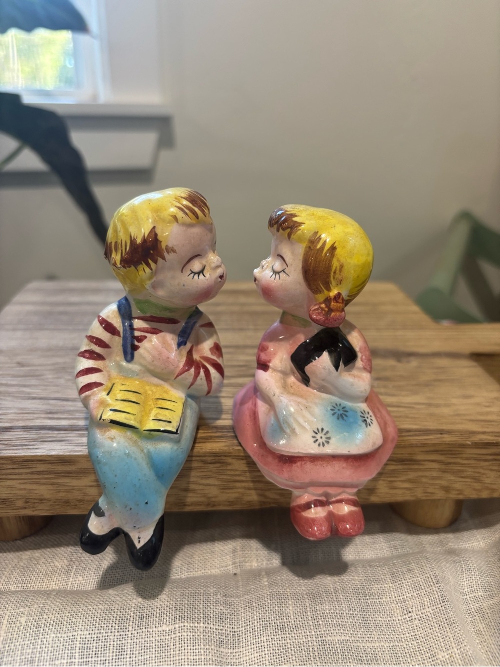 Vintage Salt and Pepper Shakers Kissing boy and girl